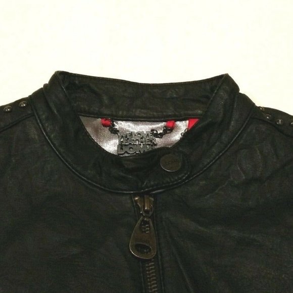 DOMA New Studded Washed Textured Lamb Leather MOTO Jacket L Coat BLACK NWT $750 - Picture 8 of 11